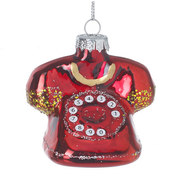 Red Glass Telephone Decoration