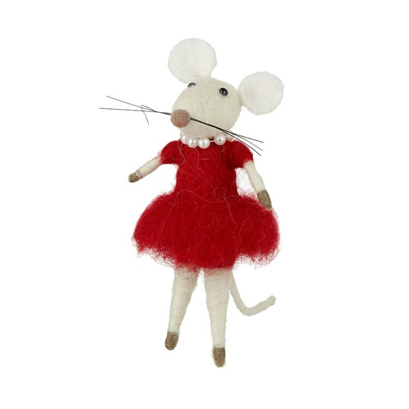 Wool Mouse in Red Dress