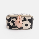 Charcoal Mono Flower Diagonal Cosmetic Bag