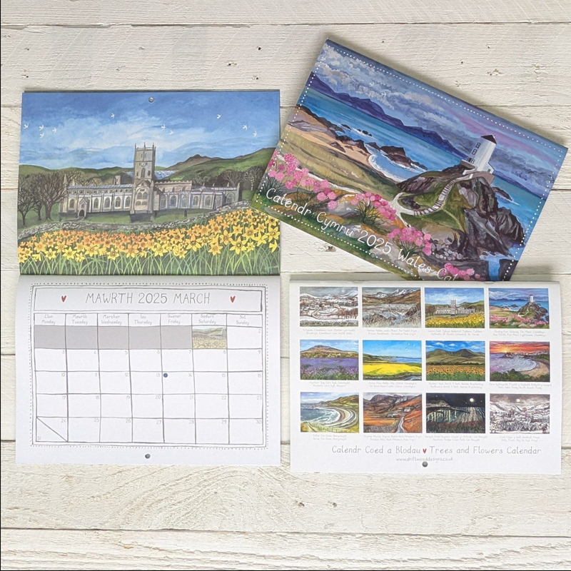 Driftwood Designs Calendr  & Dyddiadur Cymru 2025 Wales Calendar