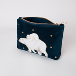 Elizabeth Scarlett Polar Bear Ink Blue Velvet Bags