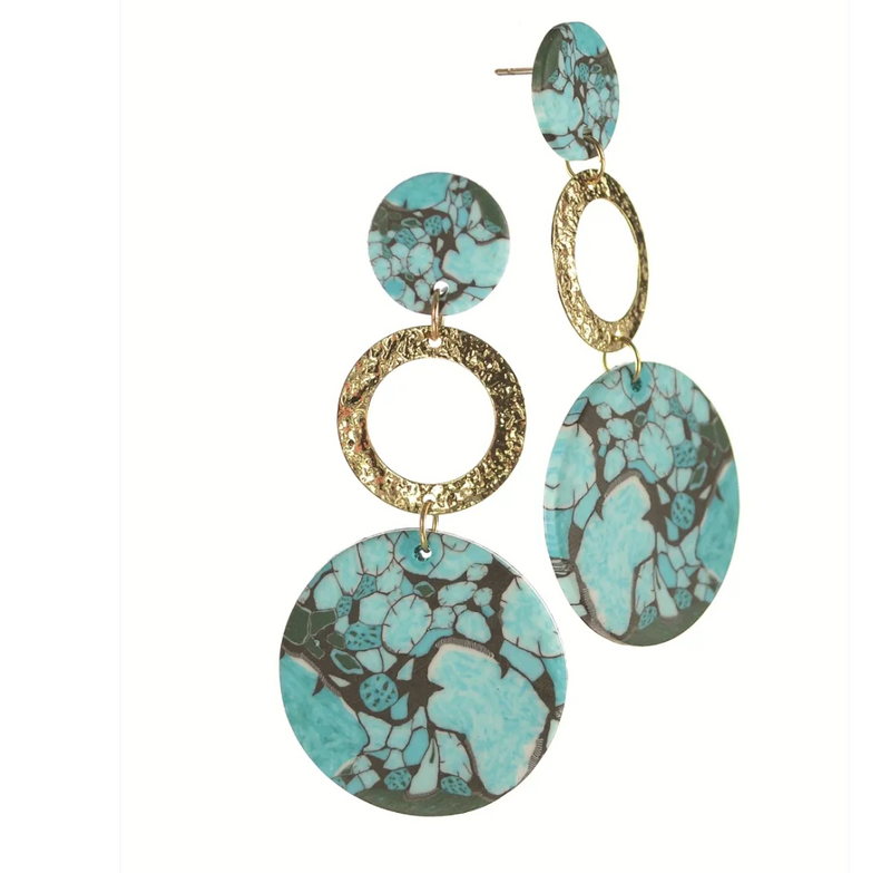 Turquoise and Gold Mediterranean Meregue Drops