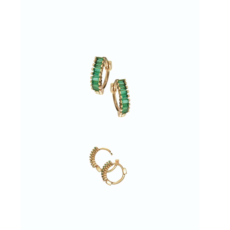 Super-Mini Baguette Gold Crystal Demi Hoops