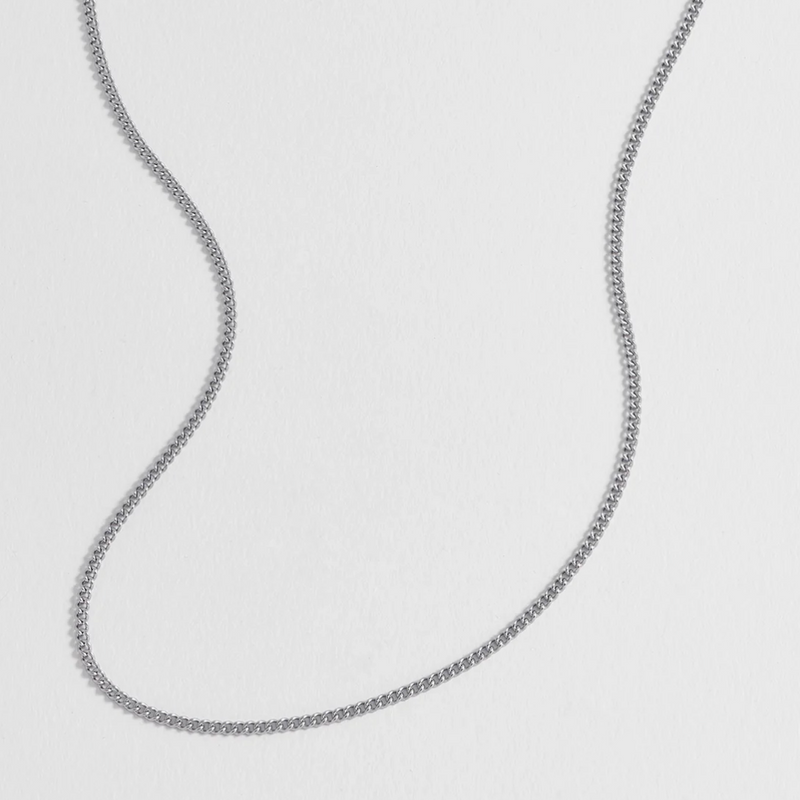 Men's Fine Curbed rhodium plated necklace