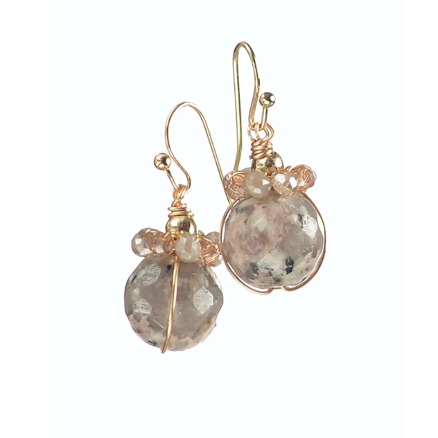 Facetted Stone Captured with crystals Earrings