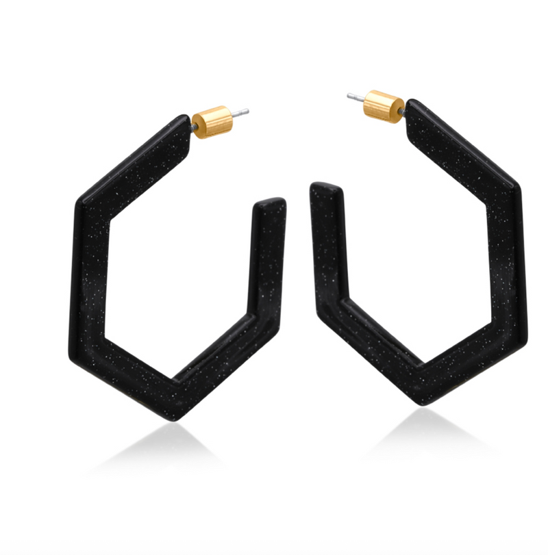 Emmauela Resin Hexagon Statement Hoop Earrings