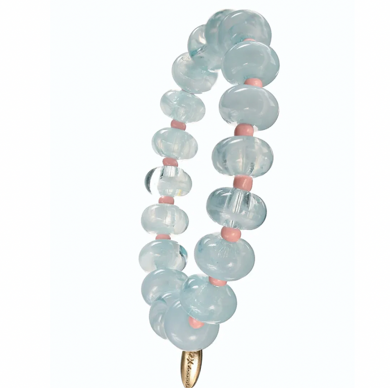 Donut & Seed Bead Bracelet Turquoise & Rose Ice