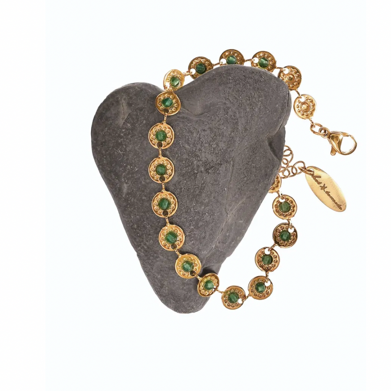 Shields of Gold Bracelet with Stone Detail