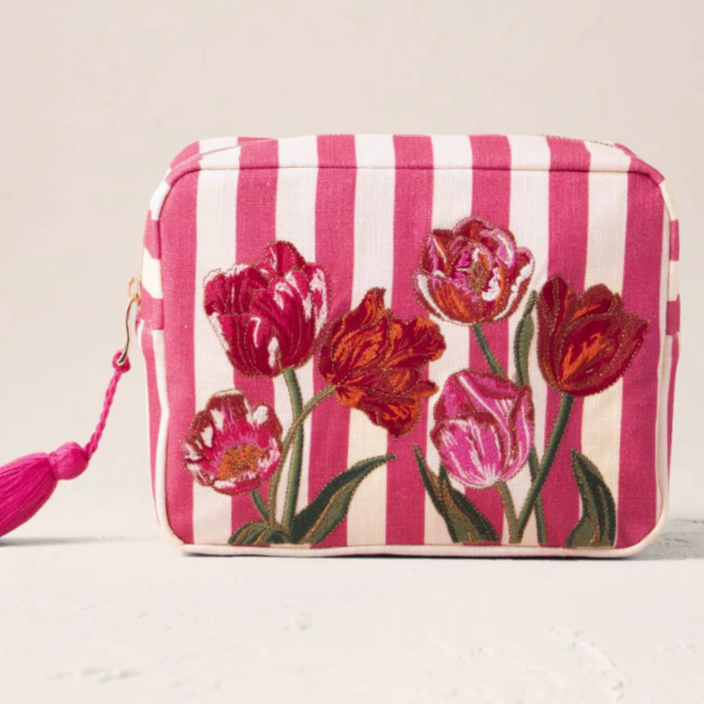 Elizabeth Scarlett Tulip Stripe Cotton Pouches