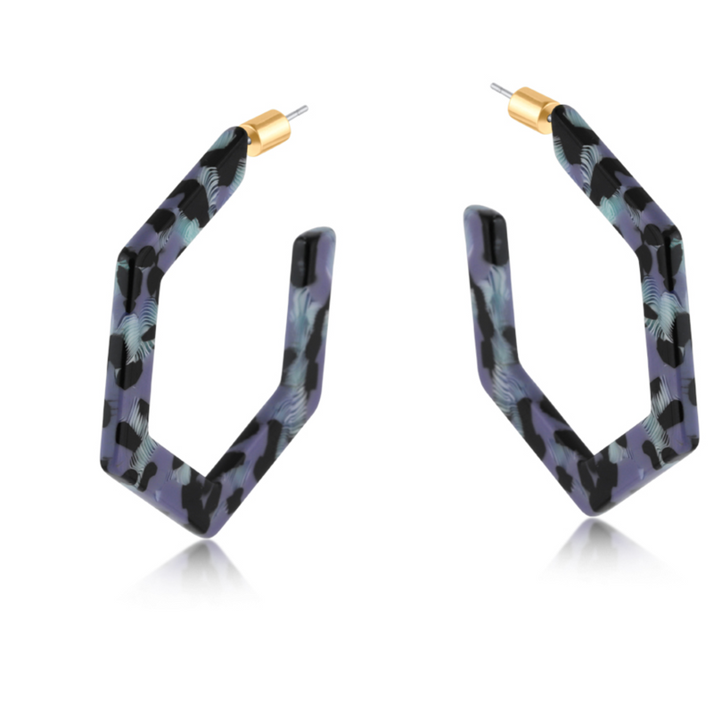 Sylvia Resin Hexagonal Earrings - Lilac