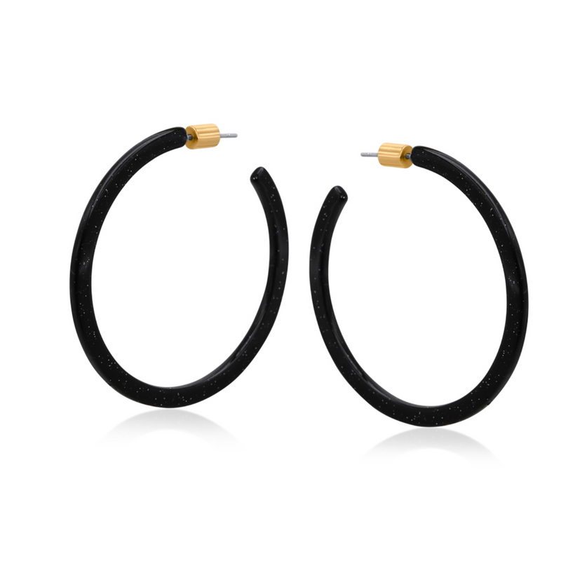 Emmanuela Resin Statement Hoops - Black