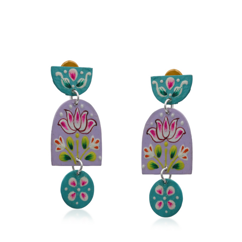 Padma Statement Hand Painted Artisan Earrings