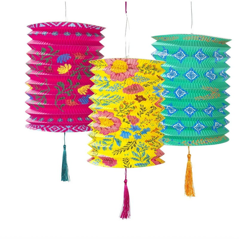 BOHO HANGING PAPER LANTERNS  3PK