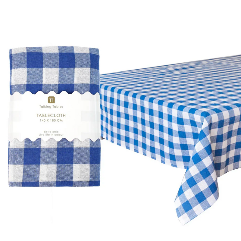 GINGHAM  FABRIC TABLECLOTH  BLUE  140 X 180CM