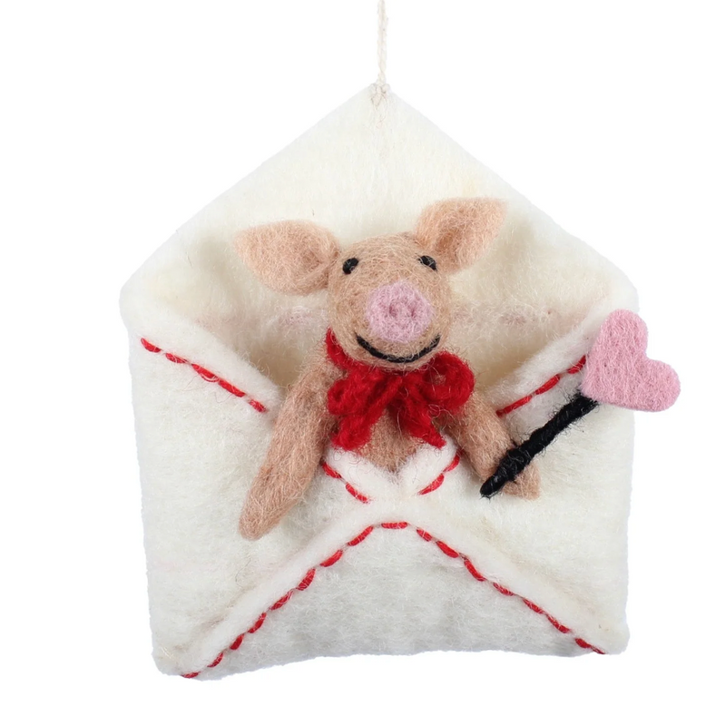 Felted Piglet Love Letter