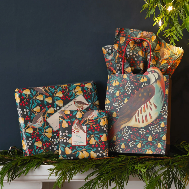 Partridge & Pear Recycled Christmas Wrapping Paper