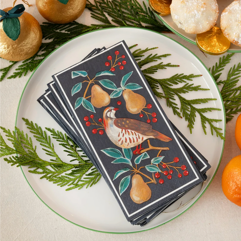 Partridge & Pear Long Lunch Paper Napkins