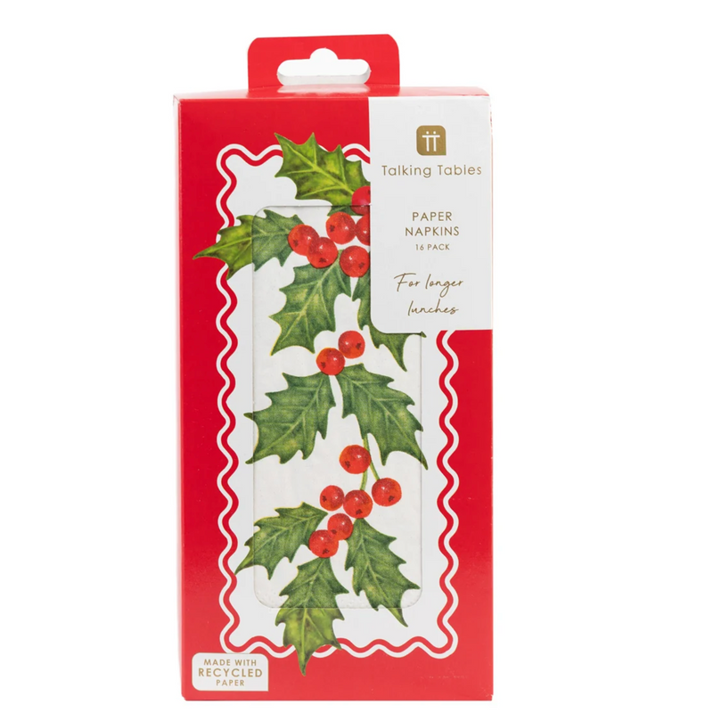 Holly Long Lunch Paper Napkins