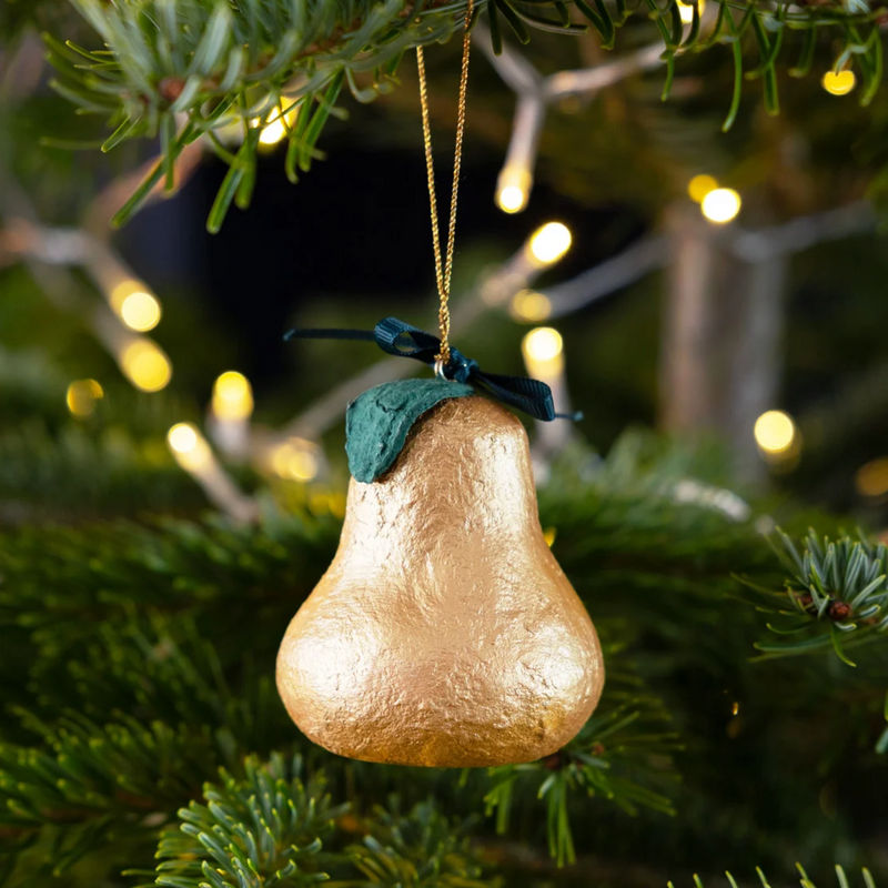 Handmade Gold Pear Christmas Tree Decorations