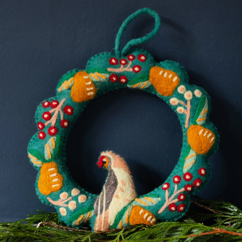 Partridge & Pear Felt Wreath