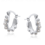 Cerenity Matte Row Of Pearls Petite Earrings