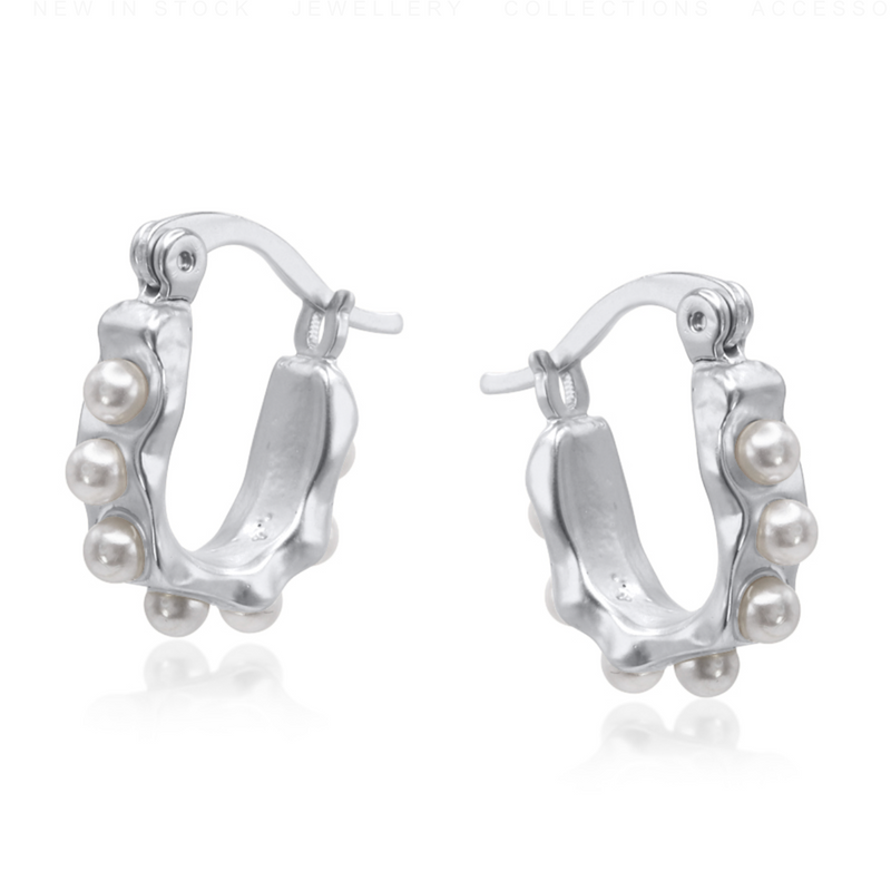 Cerenity Matte Row Of Pearls Petite Earrings