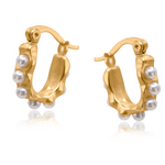 Cerenity Matte Row Of Pearls Petite Earrings
