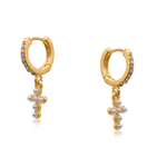 Cerenity Matte Cross Of Pearls Petite Earrings