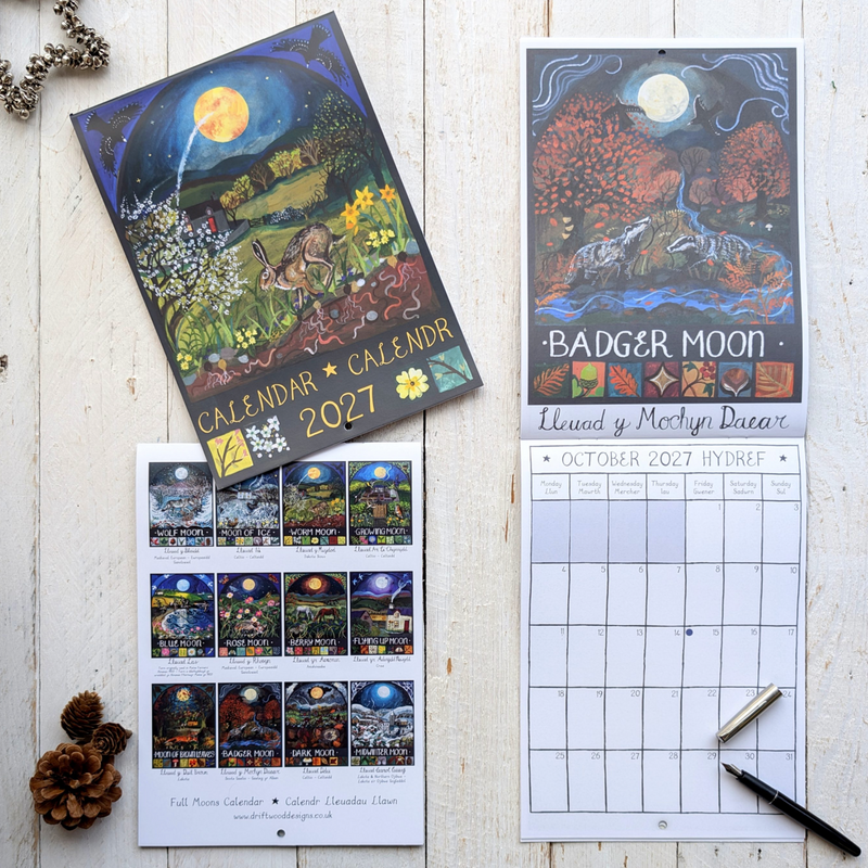 Calendr 2027 - Full Moons - Driftwood Designs