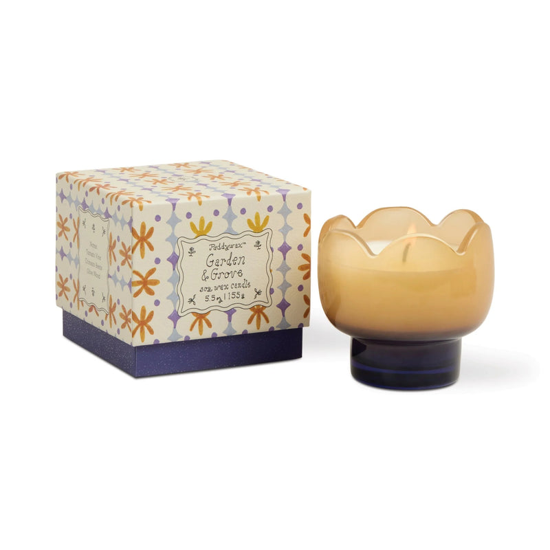 Paddy Wax Tulip Garden Grove  Orange and Blue Glass Candle