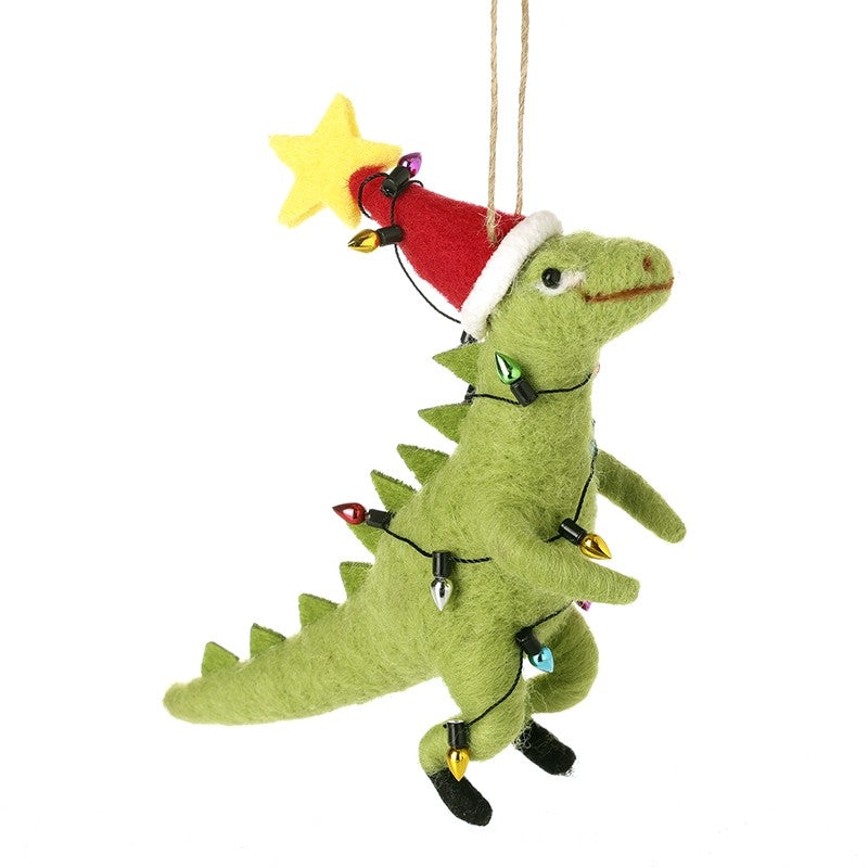 Felt Hanging Dinosaur With Hat And Ligh