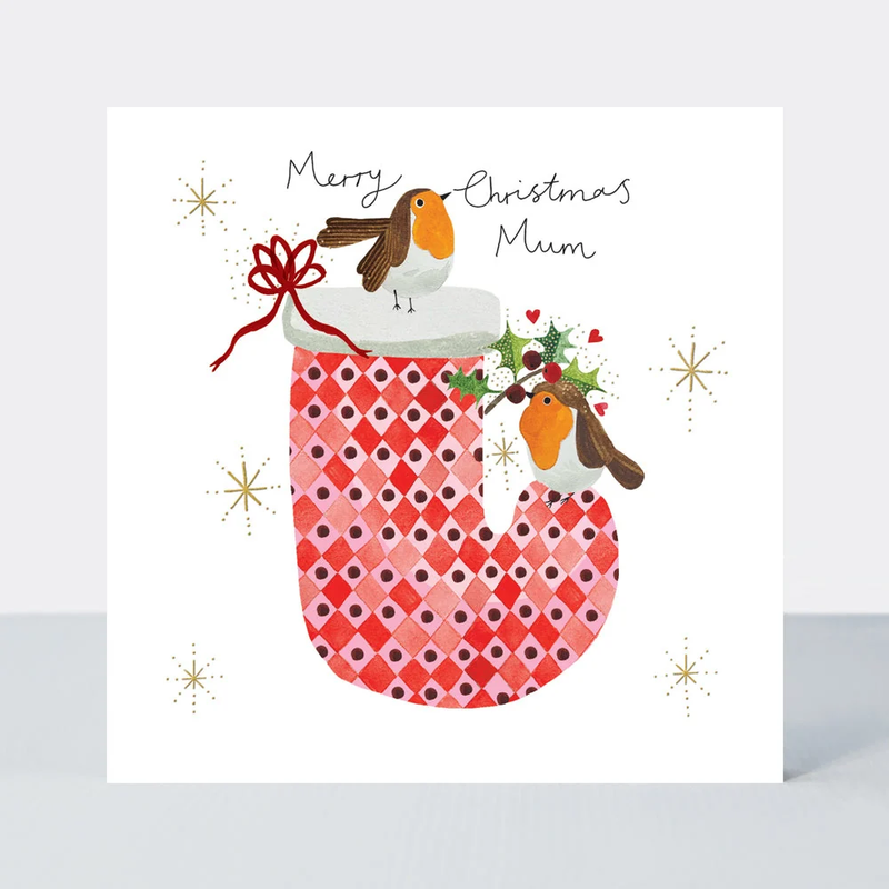 Yule Log - Mum/Christmas Stocking & Robins