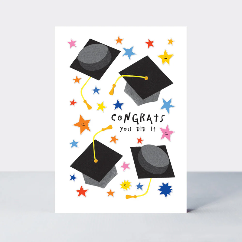 Bookworm - Congrats You Did It Graduation/Tossing Caps Card
