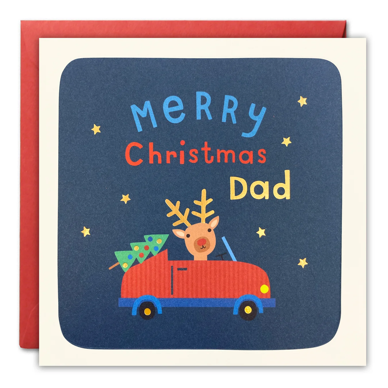 Dad Reindeer Christmas Square Peg Card