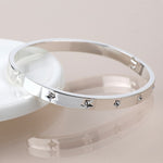 Silver plated crystal stars hinged bangle