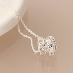 Silver plated triple mini crystal rings necklace