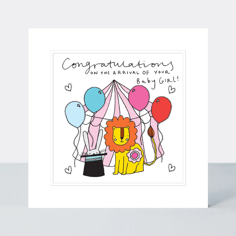 Pocket Rocket - Baby Girl Congratulations/Circus Card