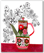 Coffee & Flowers by Sharon Nullmeyer aka Nullsie Greeting Card
