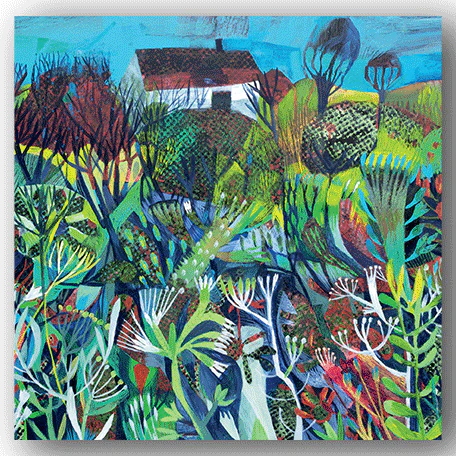 Red Roofs & Meadow Flowers by  Este MacLeod Greeting Card