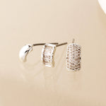 Silver plated triple curve stud earring set