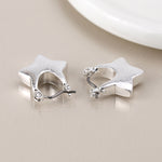 Silver plated worn chunky heart earrings