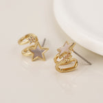 Golden pearl and crystal star earrings