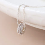 Silver plated pave crystal hoop necklace