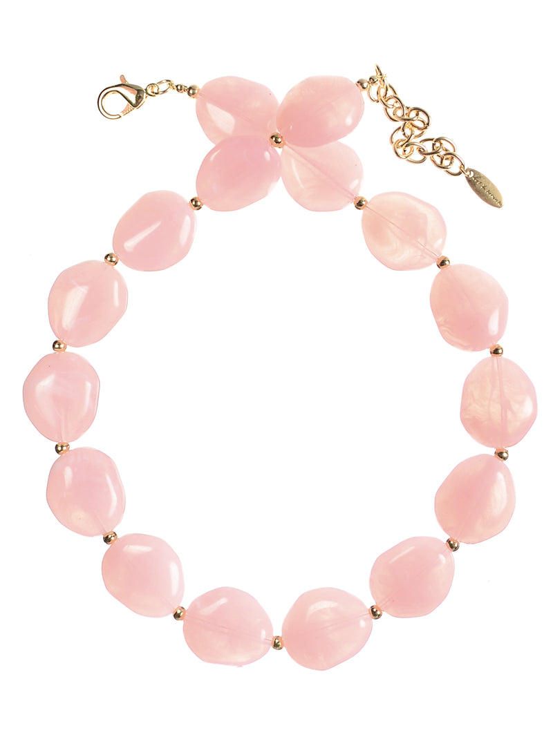 Cloudy Day Stone Beads Blush Gold Necklace