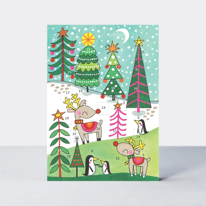 Advent Calendar Card - Christmas Trees/Reindeer/Penguins
