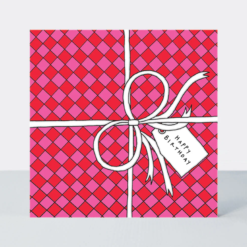 Scatter Brain - Happy Birthday/Big Pink & Red Present Card