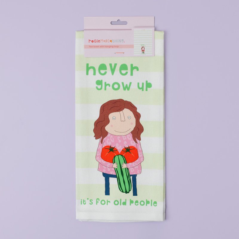 NEVER GROW UP TEA TOWEL