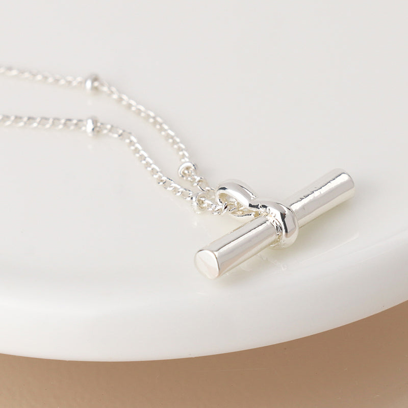 Silver plated t-bar necklace