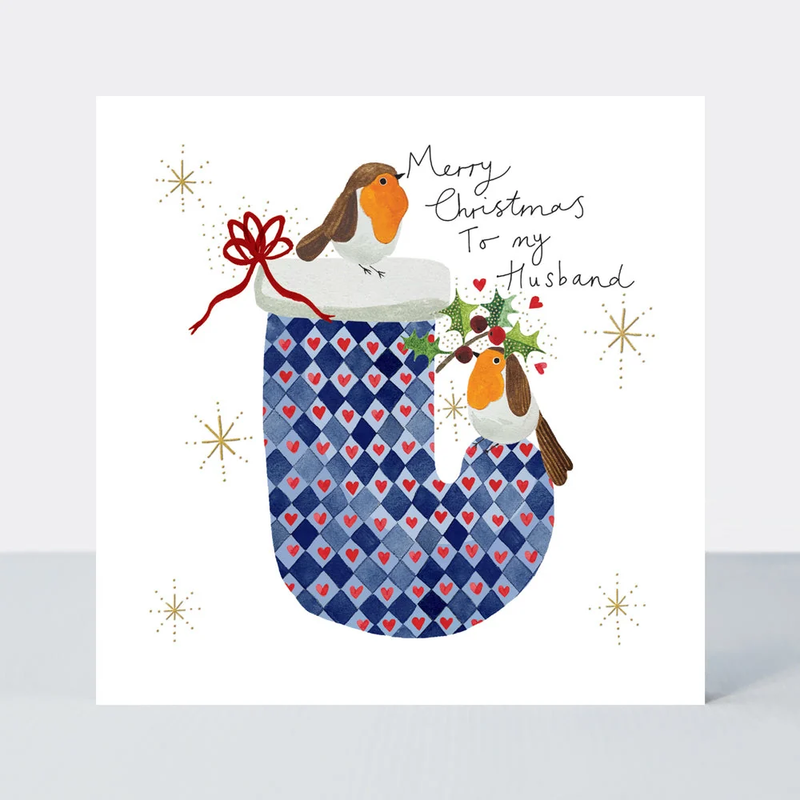 Yule Log - Husband/Christmas Stocking & Robins