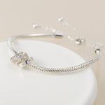 Silver plated triple mini crystal rings bracelet